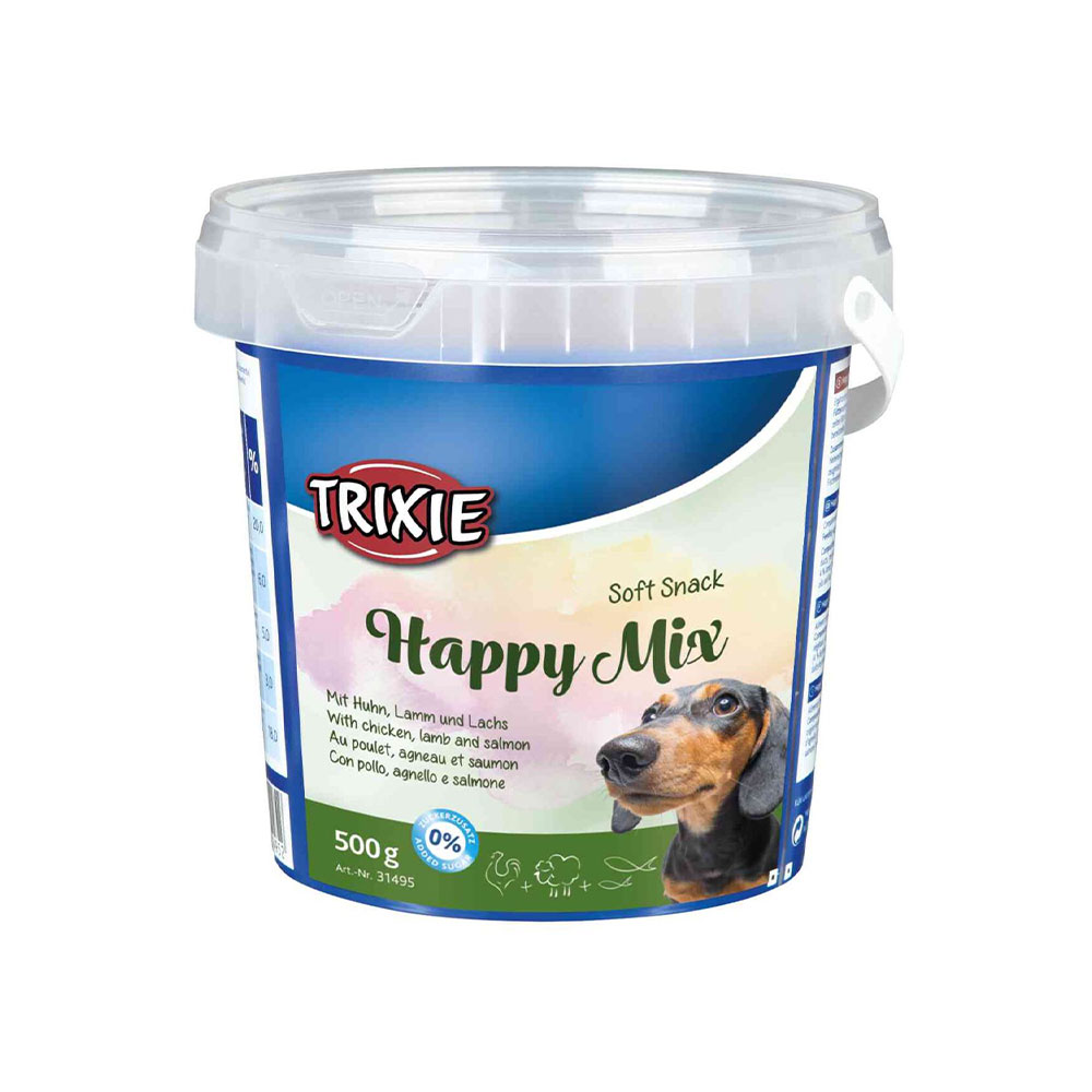 تشویقی سگ تریکسی مدل Soft Snack Happy Mix با طعم مخلوط وزن 500 گرم