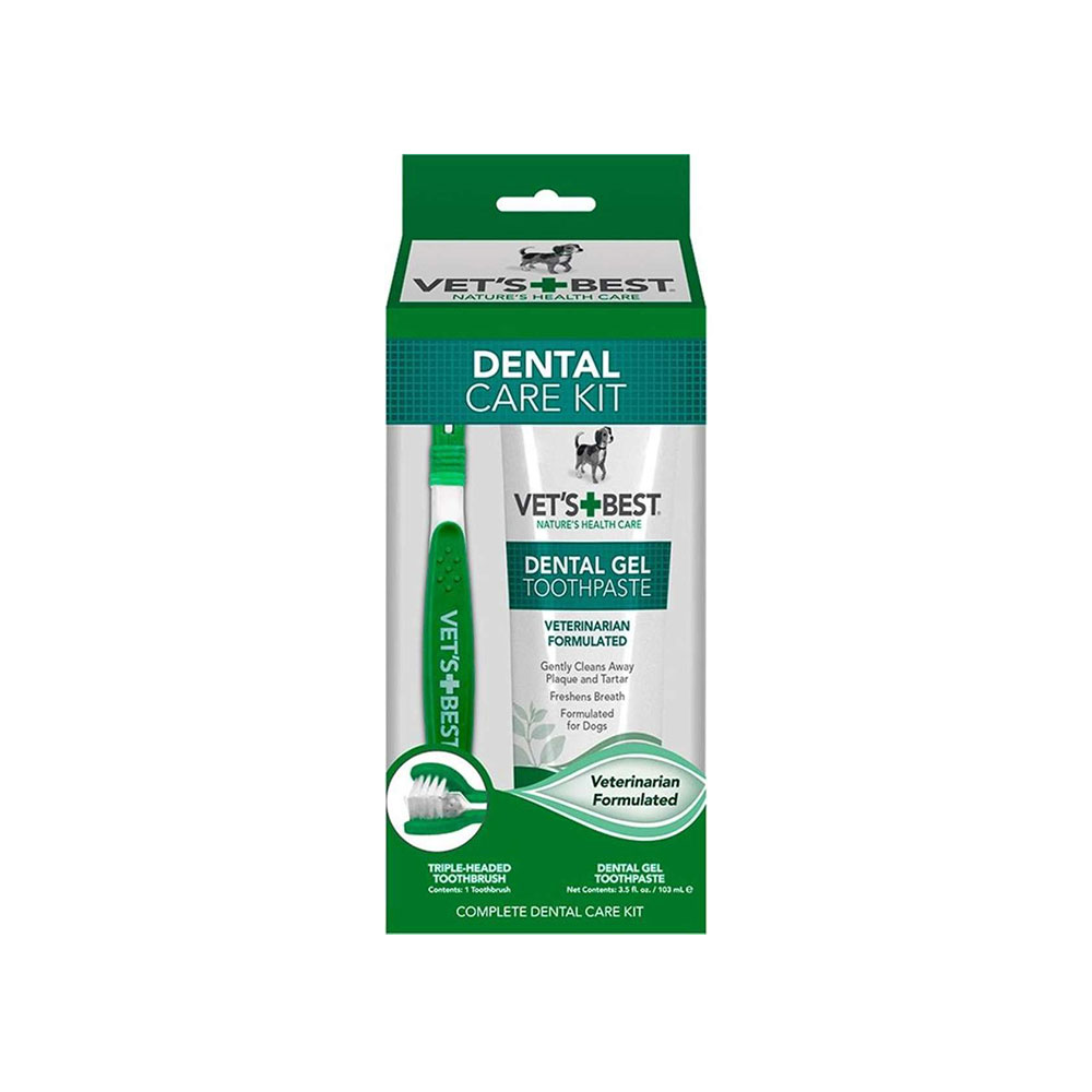 ست مسواک و خمیر دندان ژله ای Vet's Best Toothbrush & Toothpaste Dental Kit