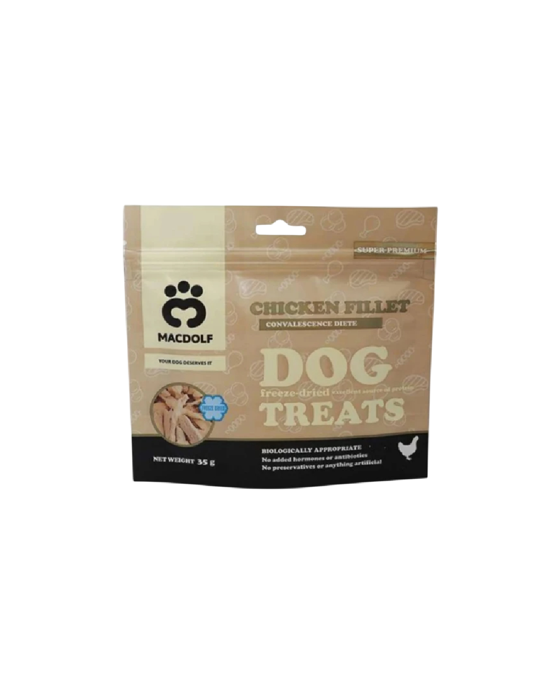 تشویقی فریزدرای سگ مکدلف با طعم مرغ Macdolf Freeze Dried Chicken Treats 