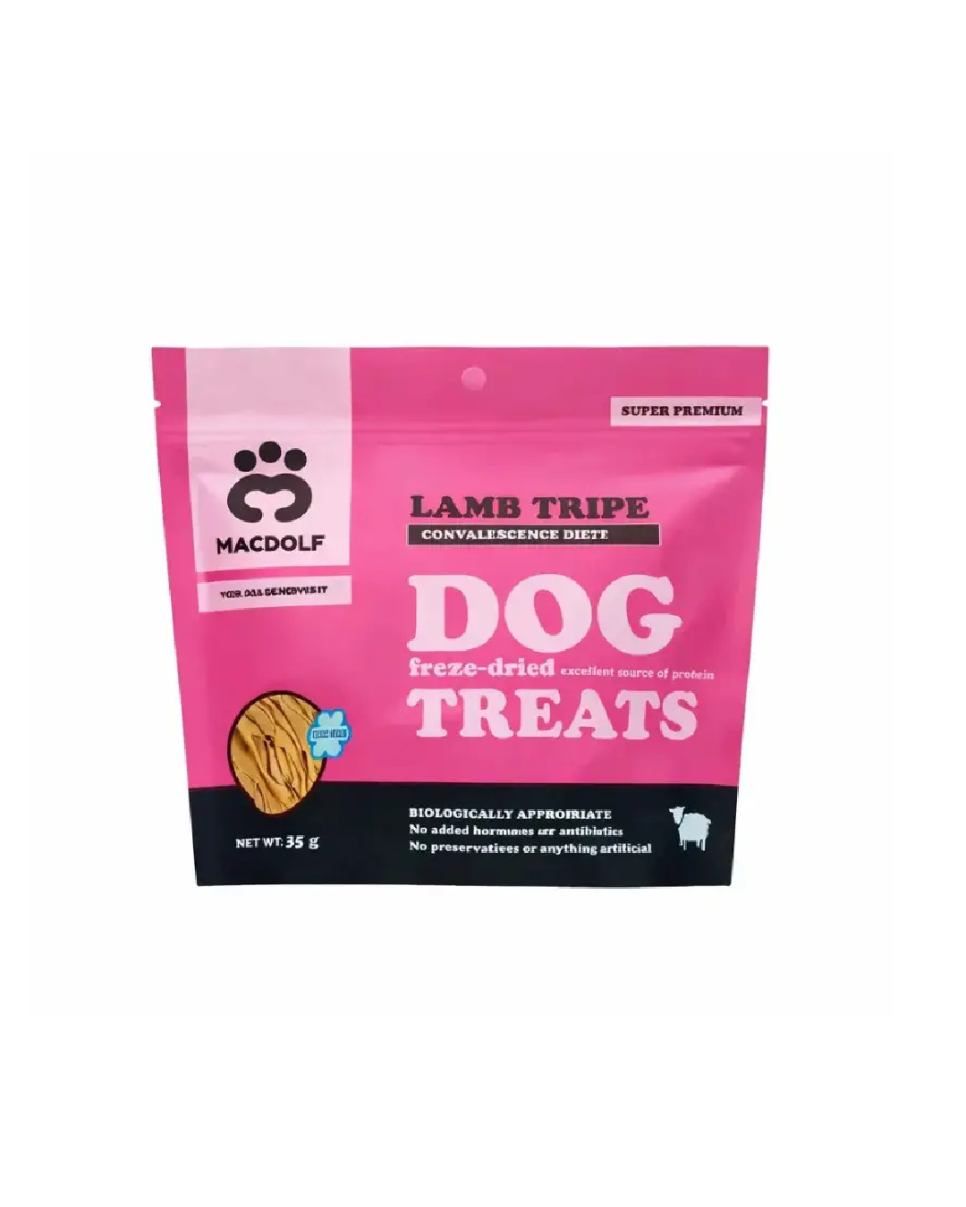 تشویقی فریزدرای سگ مکدلف با طعم سیرابی گوسفند Macdolf Freeze Dried Tripe Treats