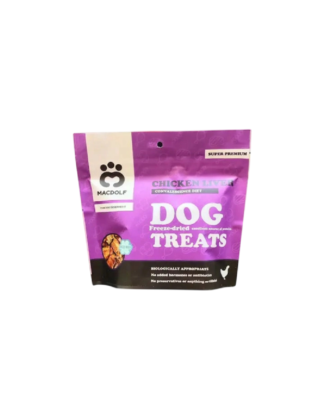 تشویقی فریزدرای سگ مکدلف با طعم جگر مرغ Macdolf Freeze Dried Chicken Liver Treats