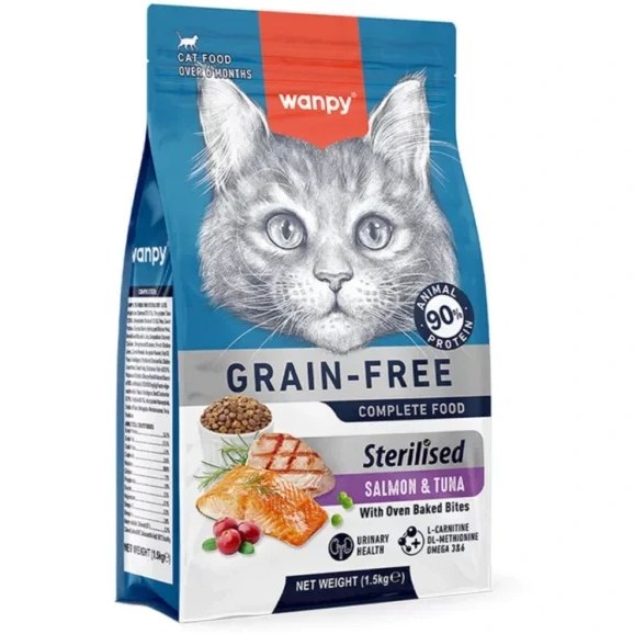    غذای خشک گربه عقیم شده ونپی با طعم ماهی تن و سالمون Wanpy Grain Free Sterilised