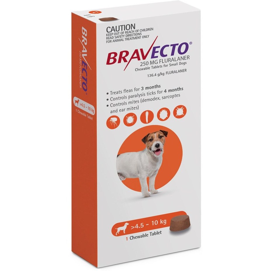 قرص ضد کک و کنه سگ براوکتو مدل BRAVECTO Chewable Tablets for Toy Dog 4.5kg-10kg