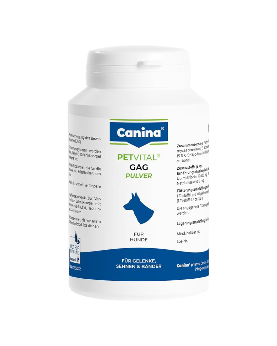 پودر تقویت مفاصل سگ کنینا ( 100 گرمی ) مدل Canina Petvital GAG Pulver